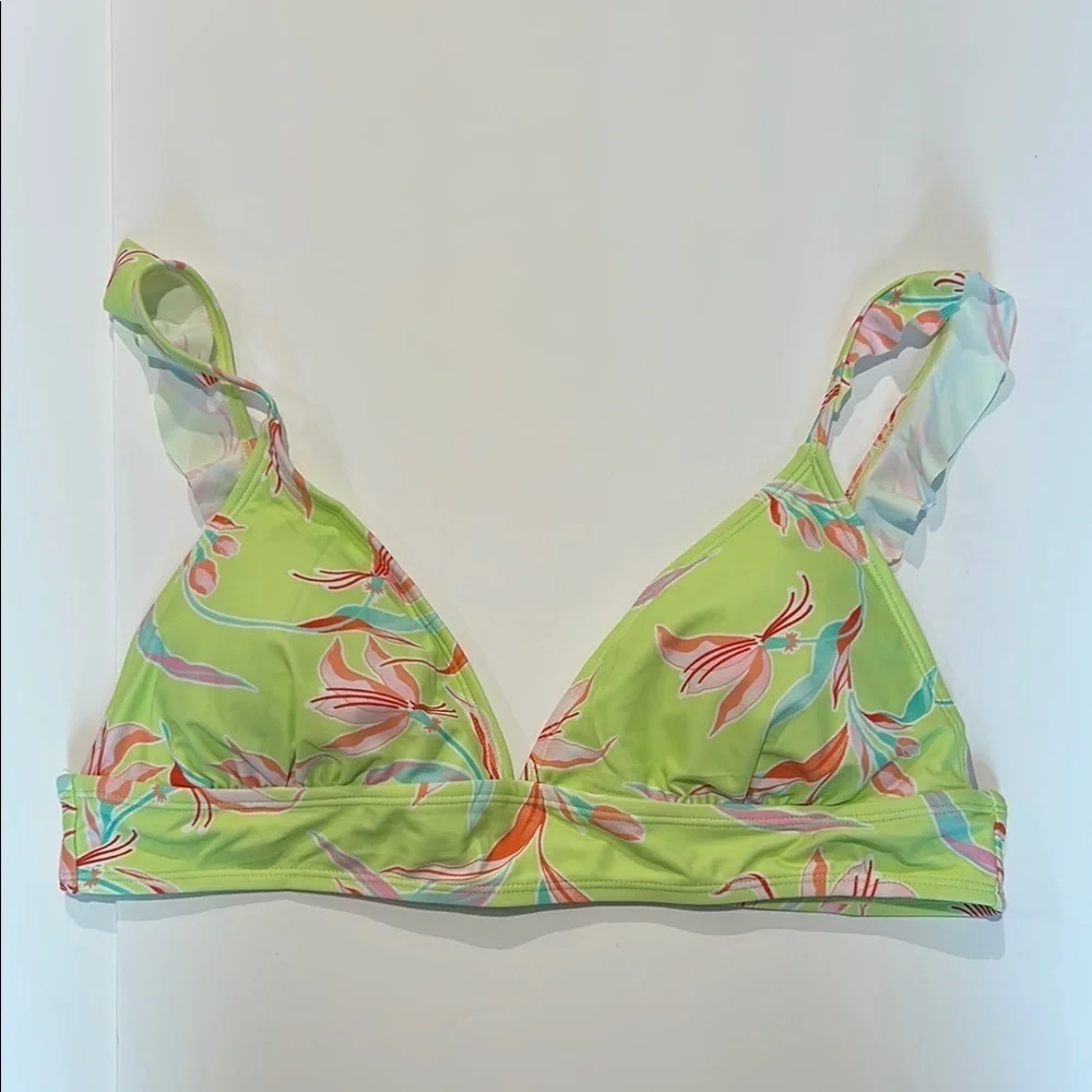 Ninety-Nine yellow tropical leaf print bikini top size XL new